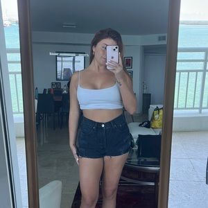 Really cute black shorts. Tight fit. Size 8. Great condition.